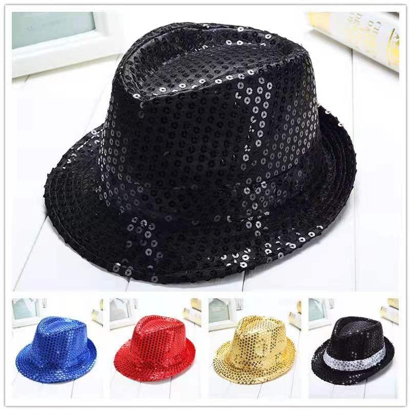 Trilby Sequin Hat Cap Sequinned Dance Party Costume Mj Jazz Performance Fedora