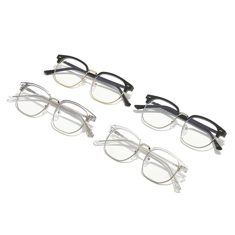 Eyebrow Frame Student Myopia Glasses Finished Women Men Half Frame Square Short-sight Eyewear Prescription 0 -0.5 -0.75 To -6.0