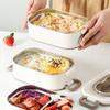 Stainless Steel Thermal Lunch Box Large Capacity With Fold Spoon Lunch Box Set Microwavable Divided Food Storage Containers