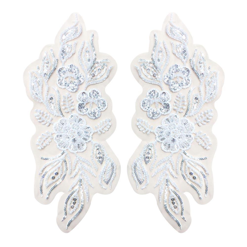 

Floral Embroidery Sparkling Lace Accessories Sequined Appliqued Pattern National Style Lace Handmade DIY Material белый