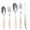 Gilded Star Diamond Stainless Steel Tableware Set: Steak Knife, Fork, Spoon, and Teaspoon