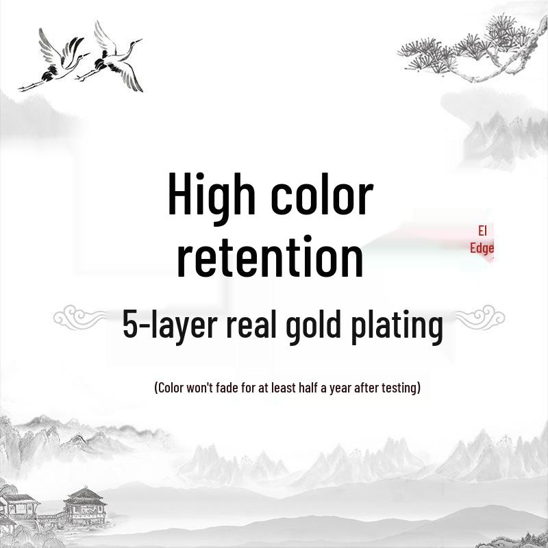 Aieryuan Gold-Plated Fan-Shaped Earrings with Imitation Jade Tassels - Retro Design