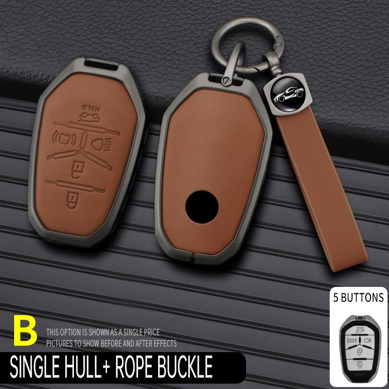 Genuine Leather Key Cover for SsangYong Motor Korando/Rexton Buckle