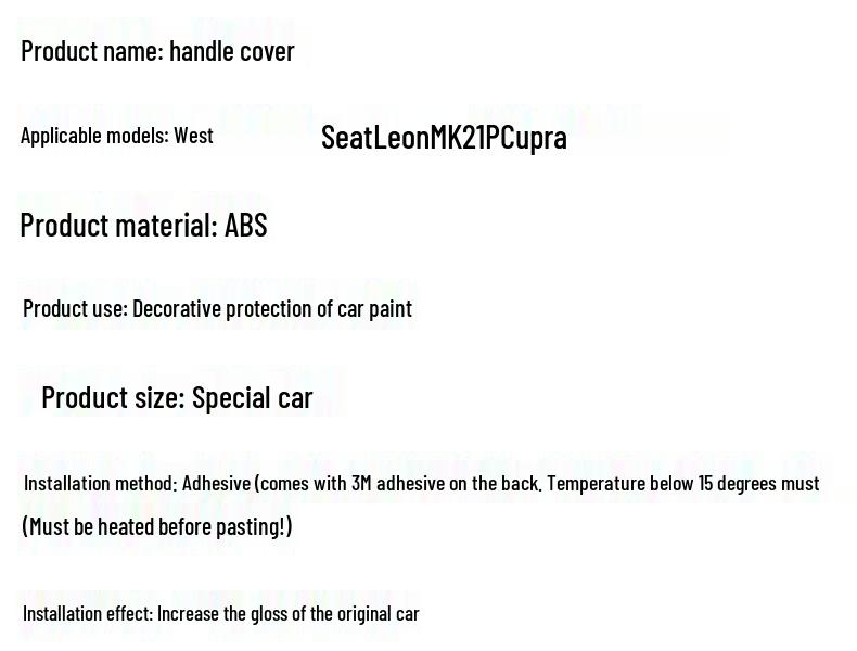 Carbon Fiber Pattern Exterior Door Handle Stickers for Seat Leon MK2 1P FR Cupra