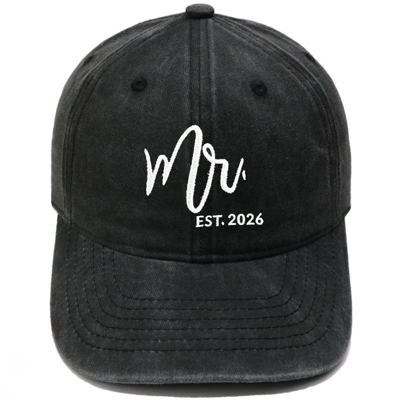 Popular Mr. Mrs. Embroidered Baseball Cap Washed Retro Male and Female Couples Casual Outdoor Sun Hat