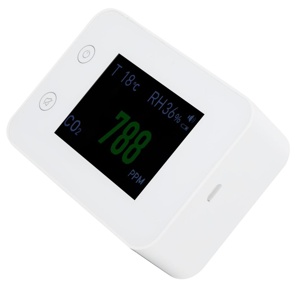 2.8in Air Quality Detector Infrared Induction Digital CO2 PM2.5 Tester USB Charging White