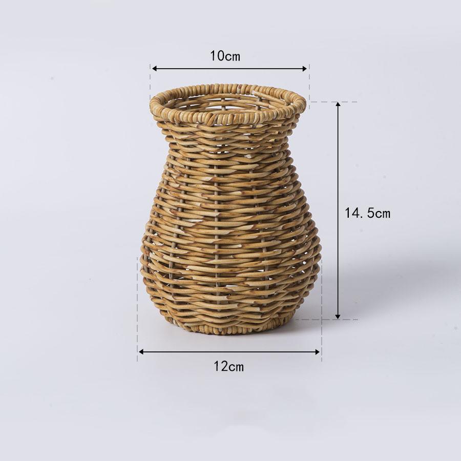 Handmade Woven Vase Imitation Rattan Flower Plant Potted Flower Basket Bouquet Holder Wedding Home Office Table Decorative