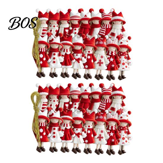 Natural Wood Craft Decor Red And White Doll Hanging Pendants for Christmas Tree, Decorative Wooden Girls Gifts Friends Family Ornament, Seasonal Tree
