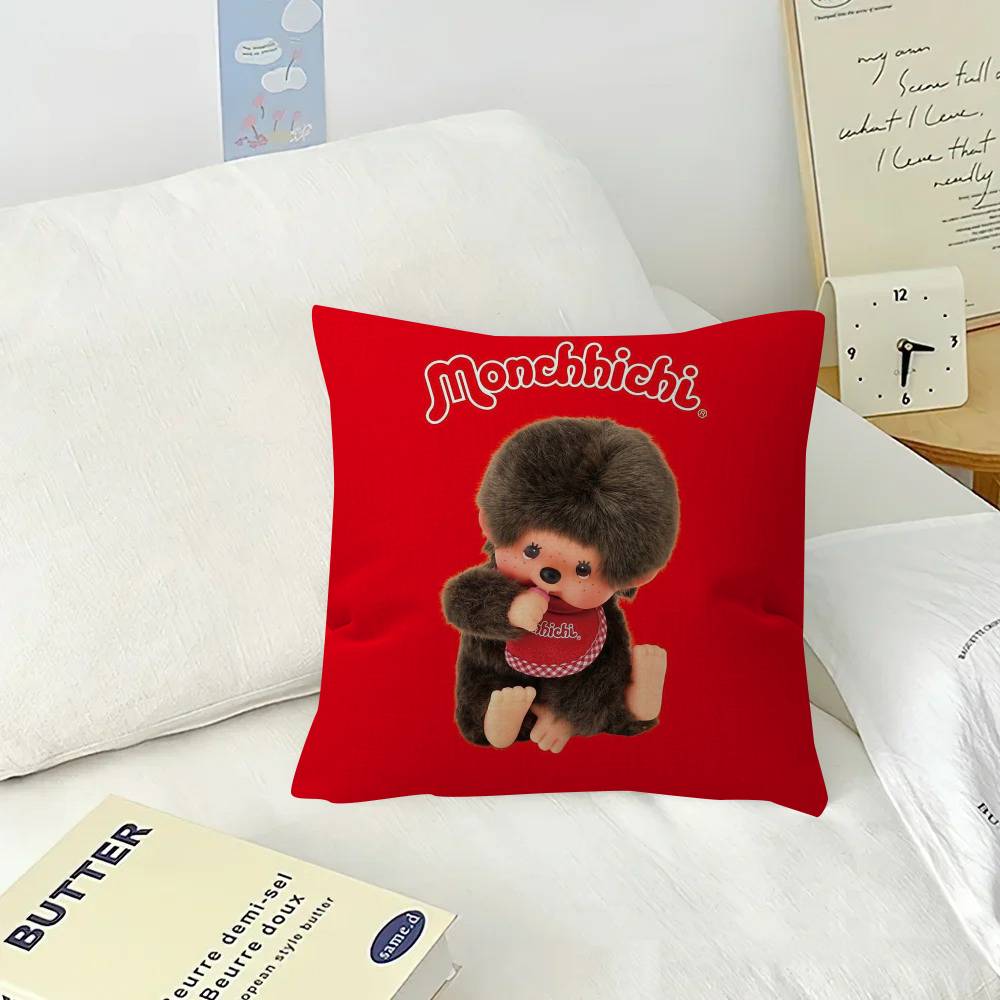 Cute MMonchhichi Pillowcase toon Gift Cushion Cover Bedroom Home Sofa Chair Seat Decor pillow case
