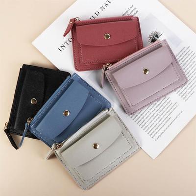 Multifunctional Hasp Wallet Square Short Credit Card Holder Simple Zipper Short Wallet  Girls