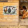 Vintage Chicken Art Poster Metal Tin Sign Fluffy Butt Hut With Chickens Metal Signs for Cave Farm Garden Home Wall Decor Plaque
