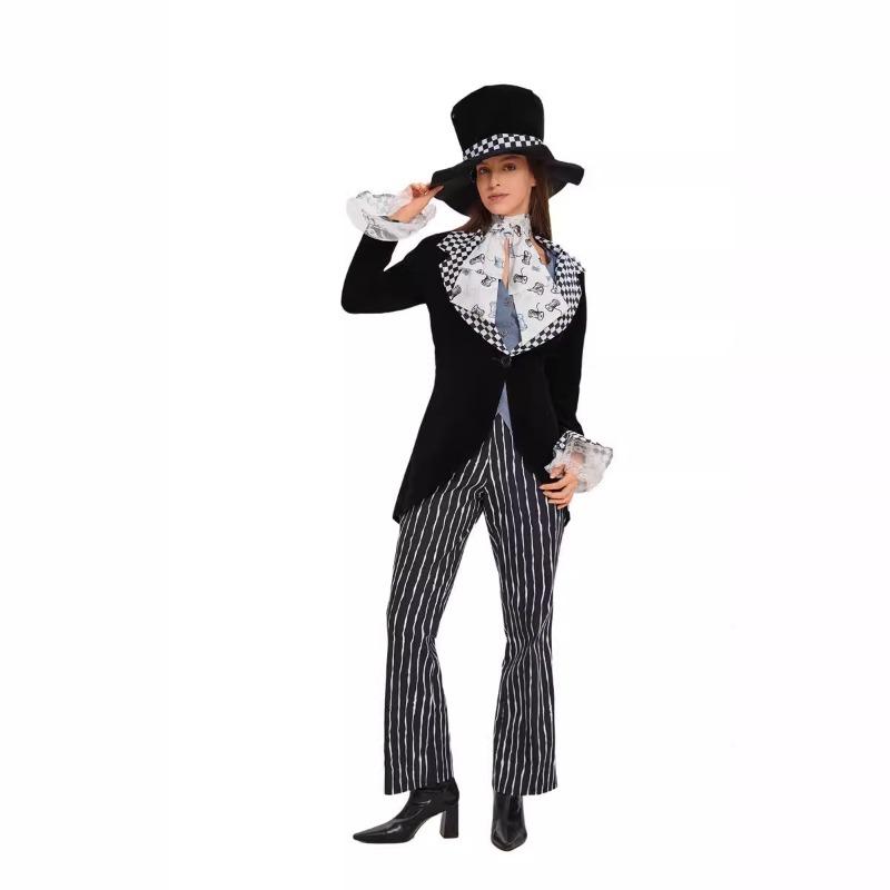 Halloween New Ladies Magician Black and White Striped Costume Masquerade Costume