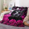 1PC Gothic Kawaii Print Flannel Blanket, High quality Comfortable for All Seasons, Home Decor, Warmth and Comfort, Perfect for Christmas Gifts