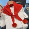 British Korean Triangle Scarf With Ball Niche 100% Wool Scarf Women Headscarf Knitted Scarf Multi-functional Warm Winter Scarf