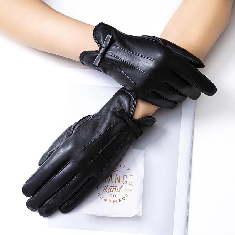 Dicke und warme Echtlederhandschuhe Damen-Schaflederhandschuhe Herbst- und Winterbekleidungshandschuhe