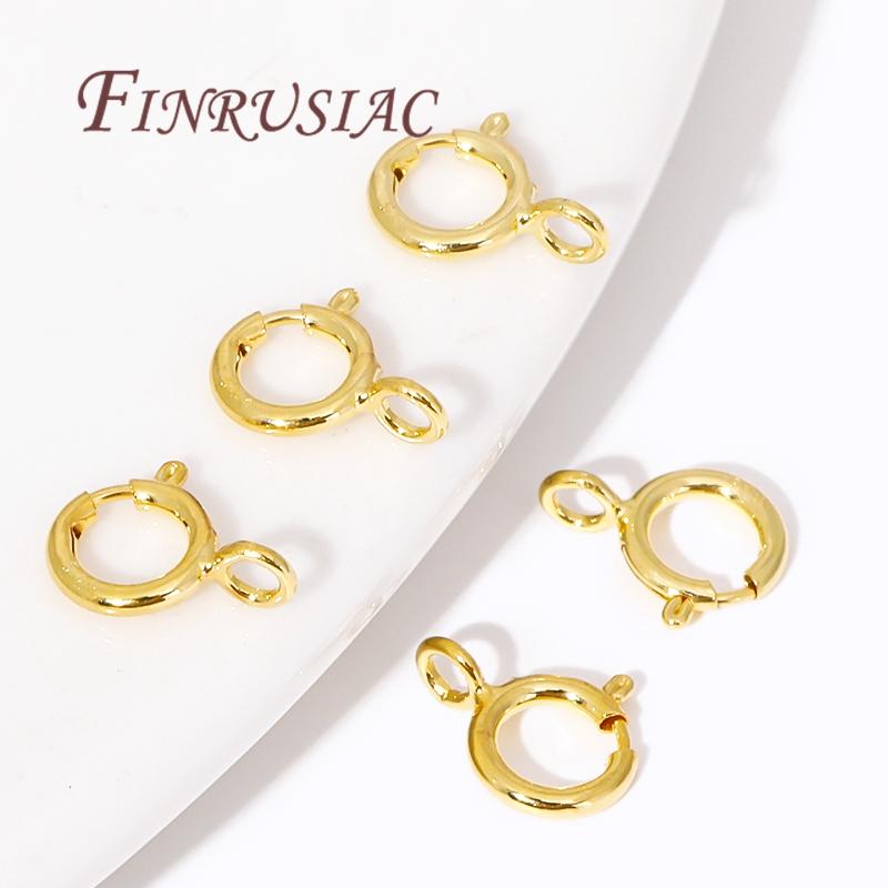 5/10PCS 925 Sterling Silver Spring Ring Clasps For Jewelry Making DIY 18K Gold Plated Necklace Clasp Connectors Accessories