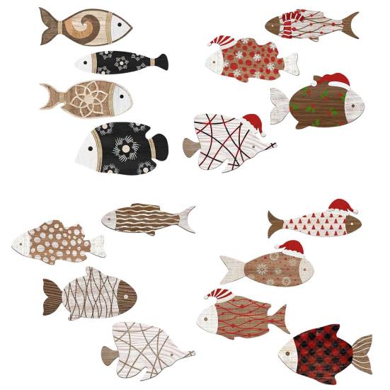 4Pcs/Set Nautical Wooden Fish Wall Decoration Farmhouse Rustic Fish Wall Art Sculpture Home Living Room Bathroom Wall Decorative Sign