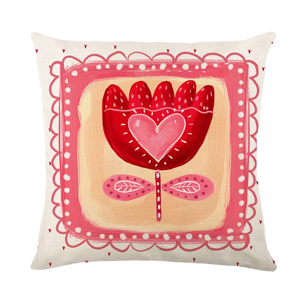

Red Letter Print Valentine s Day Pillow Cover Linen Home Sofa Cushion Cover Living Room Bedroom Pillow Cover 45*45cm JYM257-4