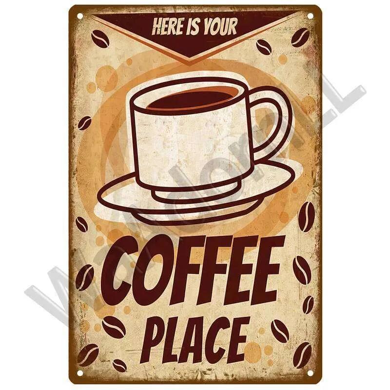 Vintage Metal Tin Sign for Coffee Kitchen Bar Decor, Retro Wall Art Plaque, Iron Painting Poster 26T0104 26T0104
