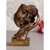 CraftIndia Golden Resin Human Face Statue Sleeping On Hands Decorative Showpiece for Home Decor Living Room Bedroom|