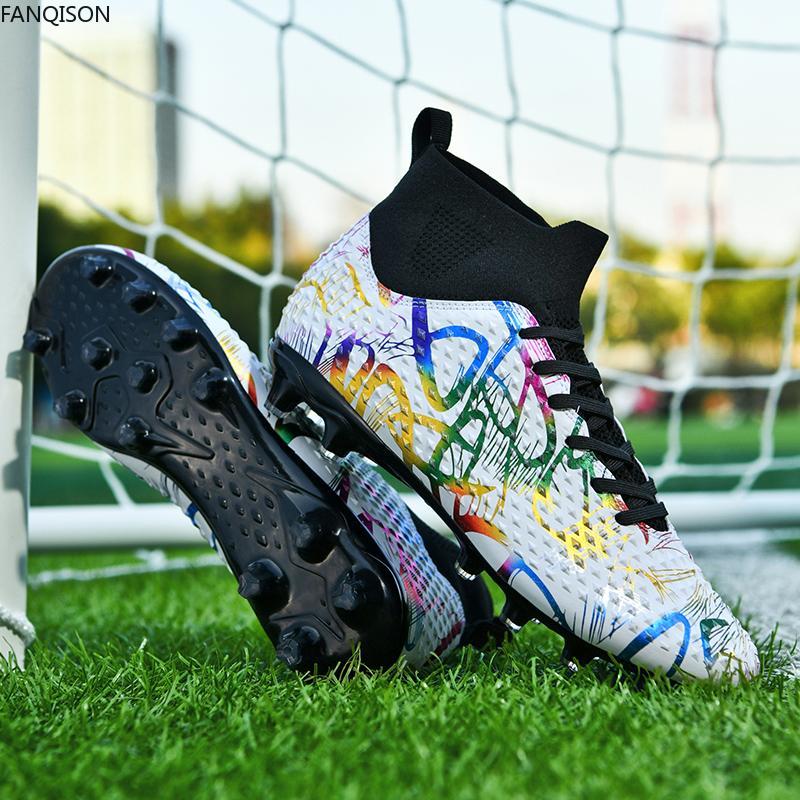 31-46 Children Graffiti Football Boots High-quality Artificial Lawn Socks Outdoor Men's Long Nail Sports Football Boots