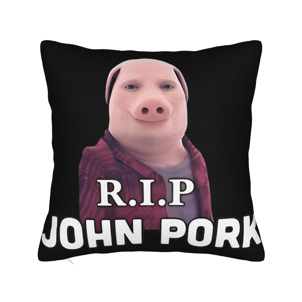John Pork Calling Square Pillow Covers Polyester Living Room Cushion Case Funny Decor Throw Pillow Case 45*45