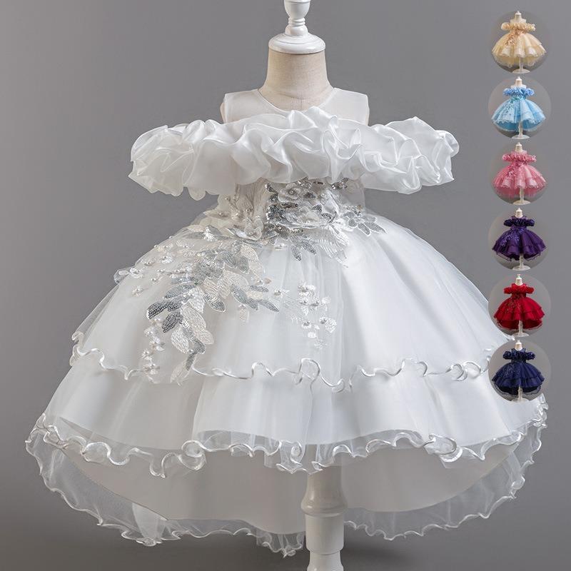 Kids Girls Princess Style Puffy Tulle Wedding Formal Party Dress