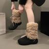 Korean Thick-soled Fluffy Boots Women's Winter Plush Boots Retro Front Lace-up Short Boots 2026 New Warm Snow Boots