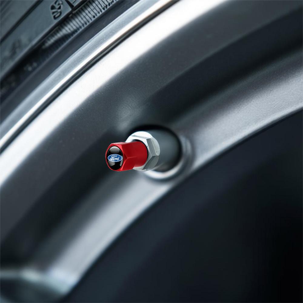 4Pcs Car Tire Valve Covers Dust Emblem Caps Accessories For Ford Fiesta Focus 2 Mondeo ST Mk4 Mustang Ranger Kuga S-MAX Transit AQ5