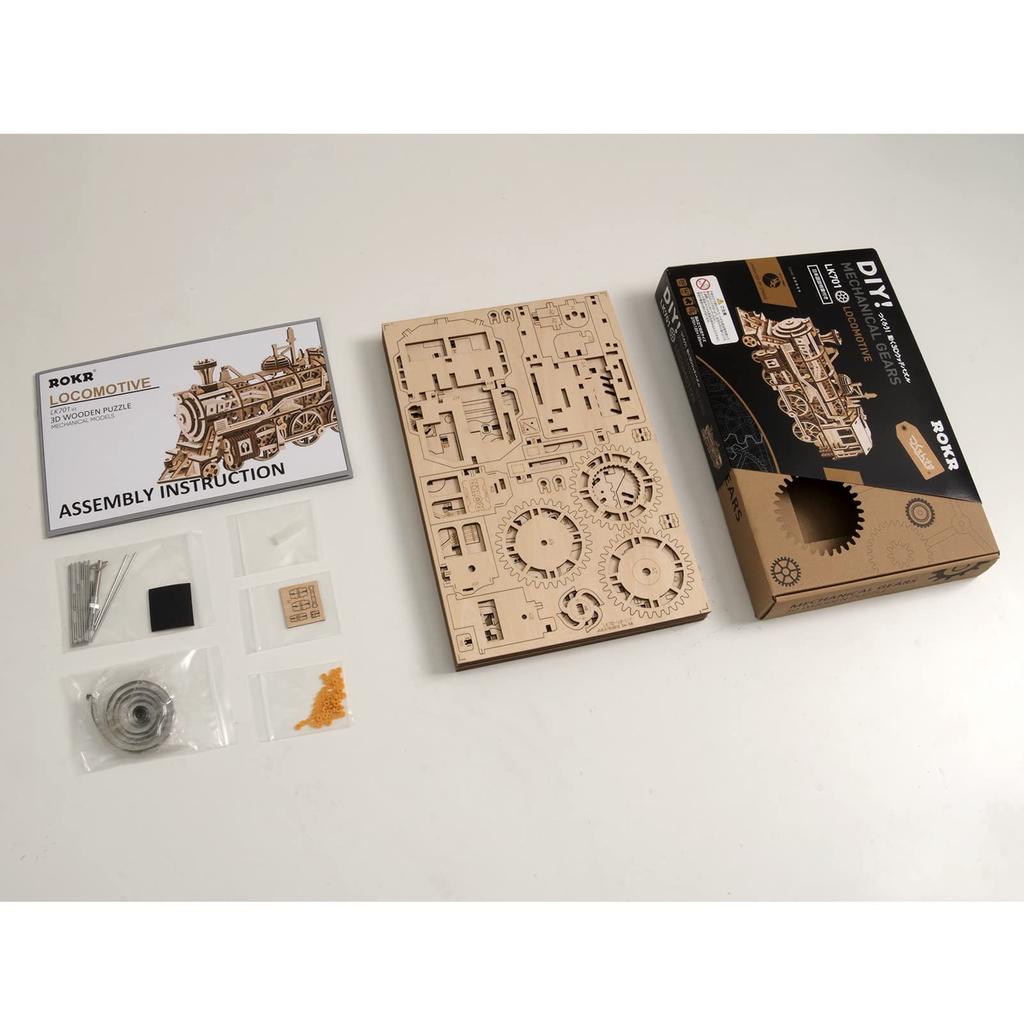 Tsukurundesu® Moving 3D Wooden Puzzle Series (LK701 Locomotive) with Japanese Instructions