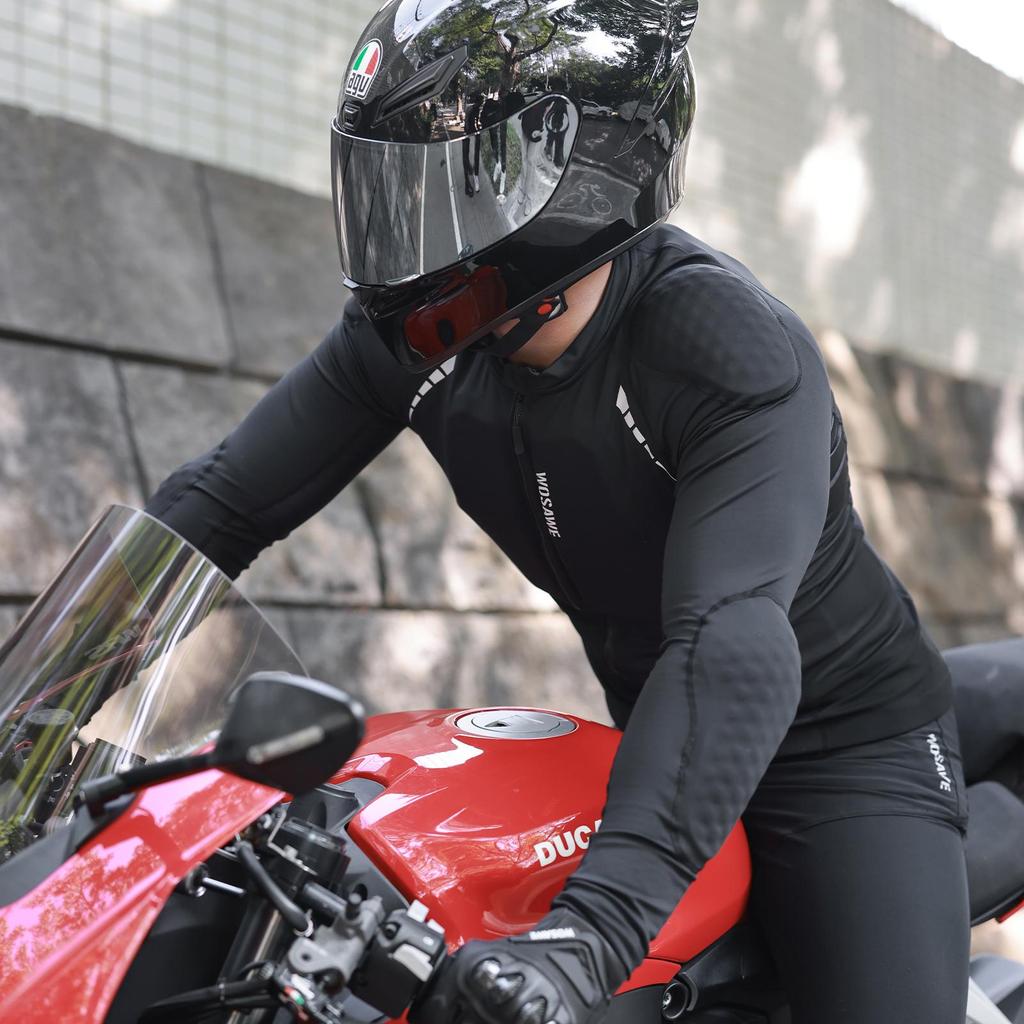 Wosawe Męska obcisła, rozciągliwa, przyjazna dla skóry, zatwierdzona przez CE, wyjmowana, miękka ochraniacz, odblaskowa, miękka koszulka z ochraniaczem na motocykl, kurtka