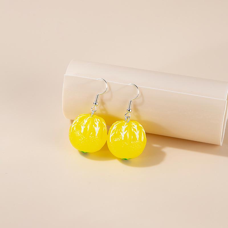 Kawaii Mori-kei Fruit Earrings: Cute Cartoon Mangosteen, Banana, Lemon & Potato Drops
