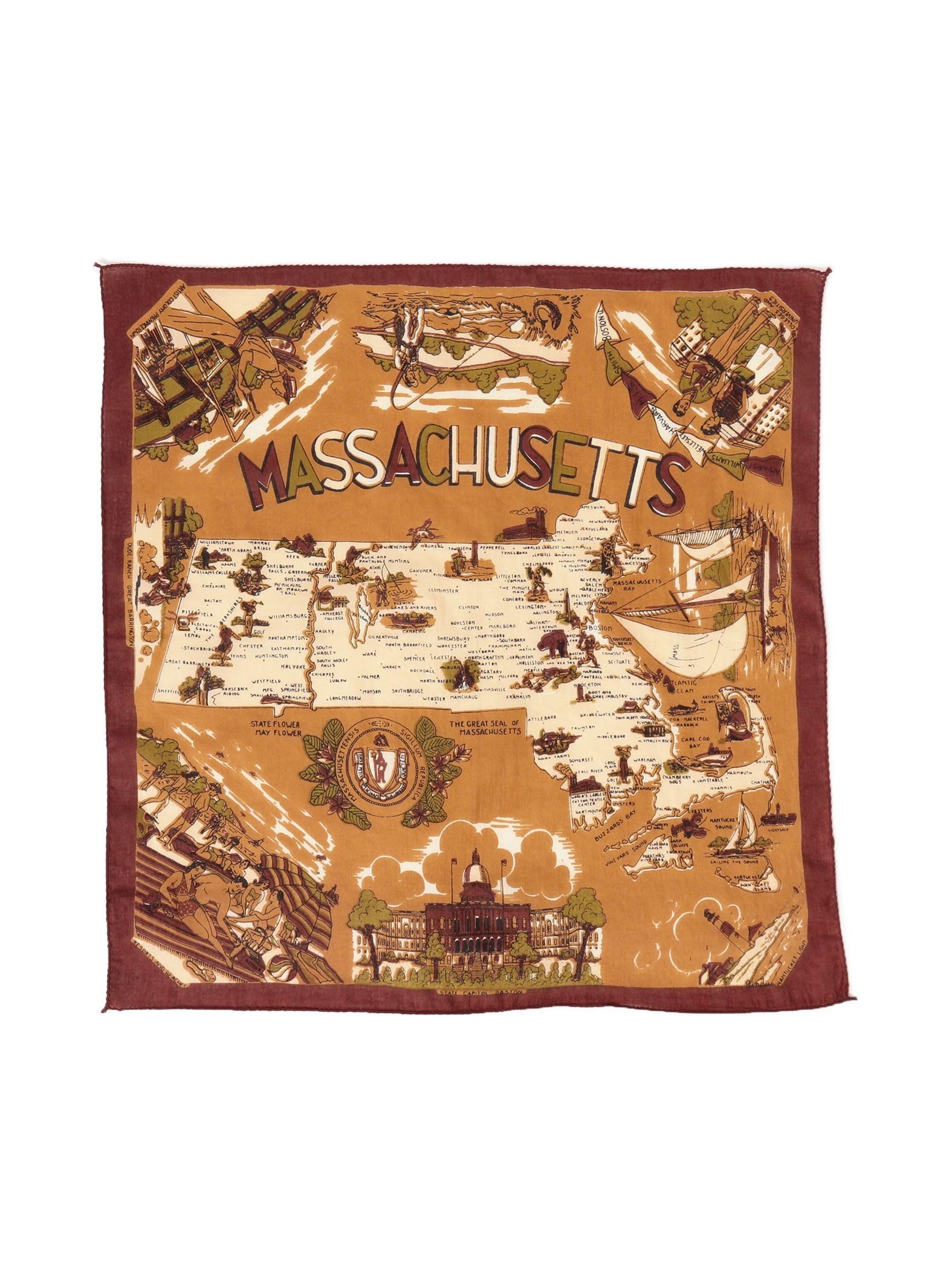 

BINDU Map Print Bandana 25SS 13470022039 [Beams Boy] носова хустка/бандана для жінок Massachusetts_Map_Bandan -
