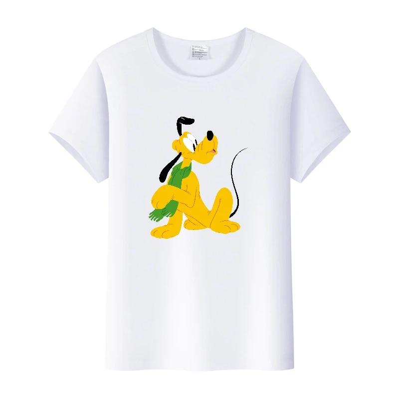 Funny Disney Cartoon Tees Mickey Mouse Pluto Graphic Woman Summer Crop Tops Mens T-Shirts Loose Clothing Grunge Y2K Blouses