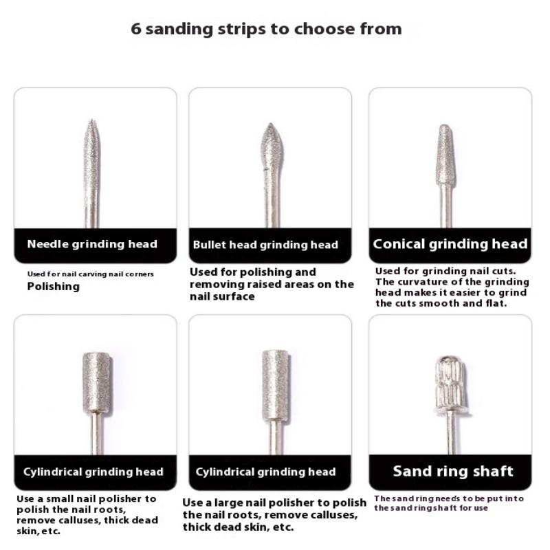 Portable Nail Drill Machine Electric Manicure Nail Polishing Head Kit For Gel Polish Professional Manicure Tool Salon Equipment