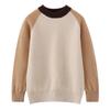Kids' Patchwork Color Block Wool Sweater - Autumn/Winter Round Neck Pullover for Boys & Girls