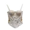 Sleeveless Lace Corset Slim Fit Crop Tops Elegant Suspender Vest  Spring Summer