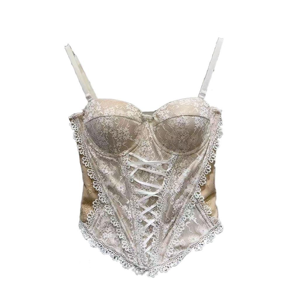 Sleeveless Lace Corset Slim Fit Crop Tops Elegant Suspender Vest Spring Summer