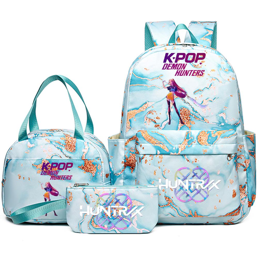 3Pcs/set Anime cute Kpop Printed Backpack with Handbag Pencil Case for Teenager Student Girl Boy Bookbag Schoolbag Large Capacity Travel Bag Mochila