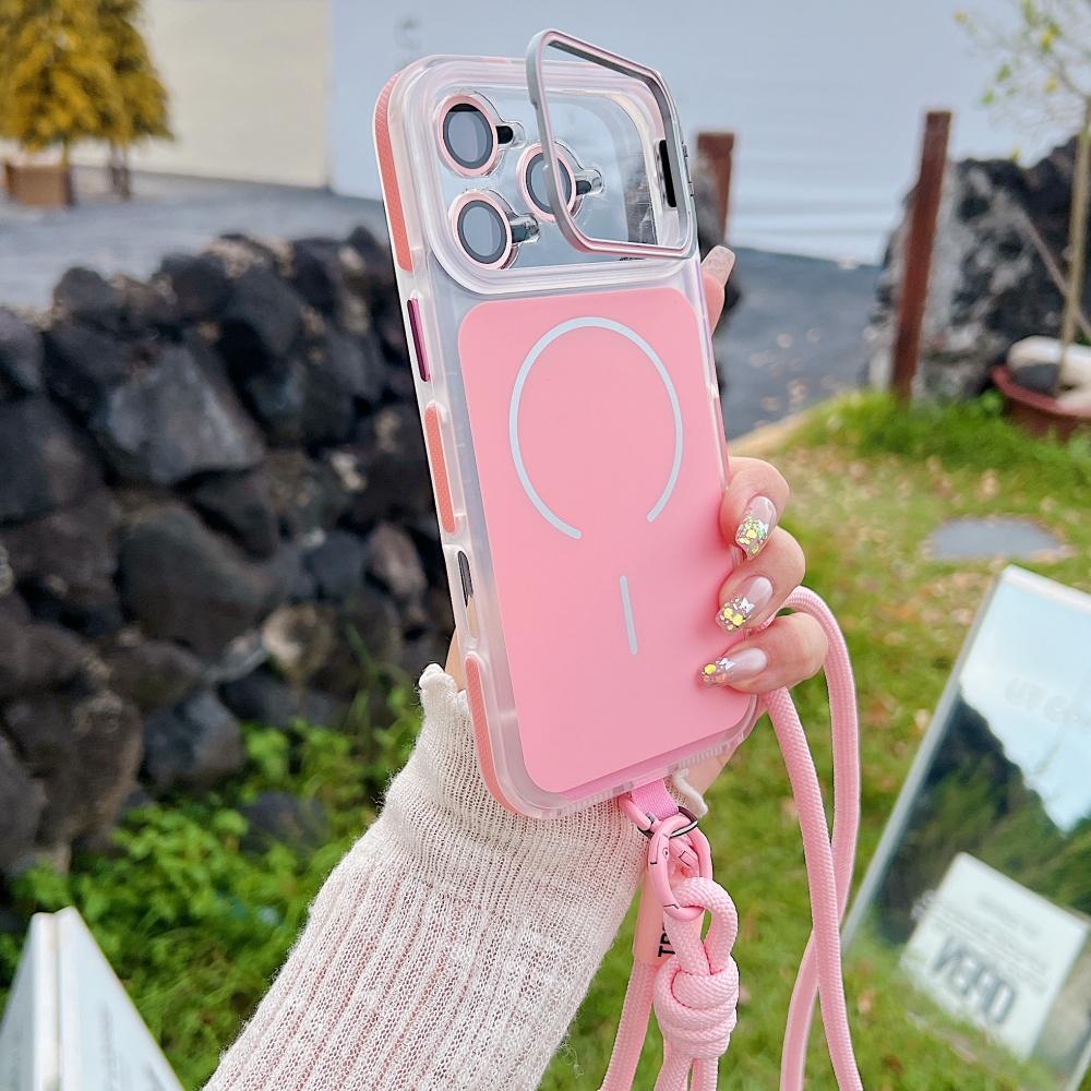 Ενισχυμένο Λουράκι Κορδόνι Anti-loss Crossbody Θήκη Για iPhone 17 16 Pro Max 11 12 13 14 15 Plus Αναδιπλούμενο Κάλυμμα με Μαγνητικό Κάλυμμα και Βάση