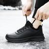 Lädarskor vinter sammet varma bomullsskor två bomull halkfria löparskor platta helt svarta sport- och fritidsskor