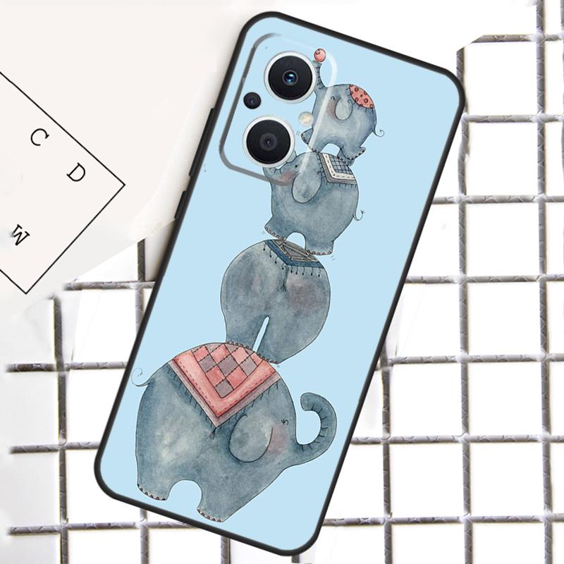 Cute Elephant Cartoon Phone Case For OPPO Reno 14F 10 11 12 13 F 14 Pro 8T 7 8 Lite OPPO Find X8 X6 X5 X9 Pro Cover
