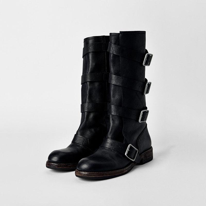 

Lan Cabinet Edition~ Pure Handmade catwalk buckle decoration high boots women s 2025 new thick-soled thick-heeled knight boots fashion boots 40 чёрный