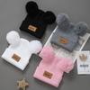 Bonnet Bébé Coupe-vent 0-3 Ans Bonnet pour Nourrisson Bonnets d'Hiver à Double Pompon Automne Hiver