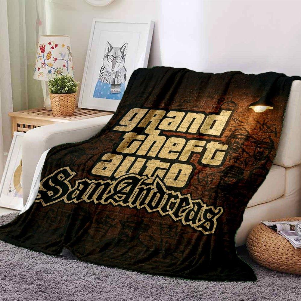 1pc Grand Theft Auto Soft Flannel Blanket with Designer Print A Cozy Blanket for All Seasons, Perfect for the Couch, Bed, Office