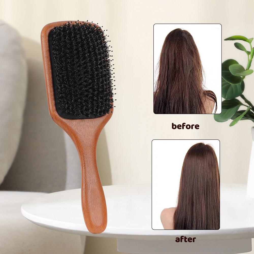 Straight Hair Combs Hairstyle Custom Comb Gua Sha Wooden Air Cushion Comb Set Bristle Meridian Scalp Massager