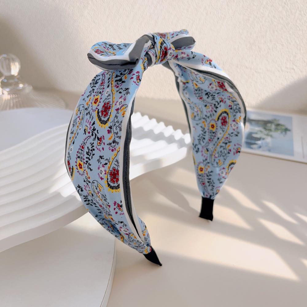 Retro Bohemian Bandanna Bow Rabbit Ear Headband for Women Floral Paisley Wide Hoop Turban Hair Band Hair Styling Accessories