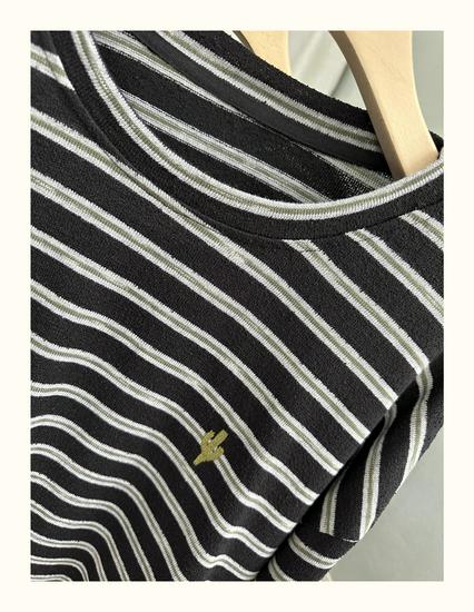 Xiao Wang's 52009 Autumn Korean-Style Loose Plus Size Casual Striped Round Neck Long Sleeve T-shirt