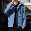 Men's Hooded Windbreaker Jacket Lightweight  Zipper Pockets Casual Outdoor Coat