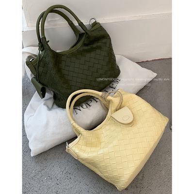 Vintage Nische Pendler Handtasche Damentasche 2025 neue gewebte Bucket Bag einfache Schulter Umhängetasche